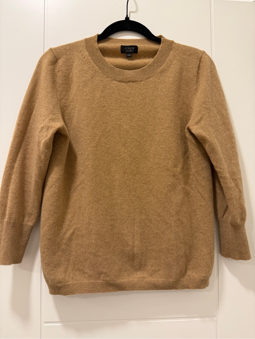 J. Crew Camel/Tan 100% Cashmere Crewneck Sweater